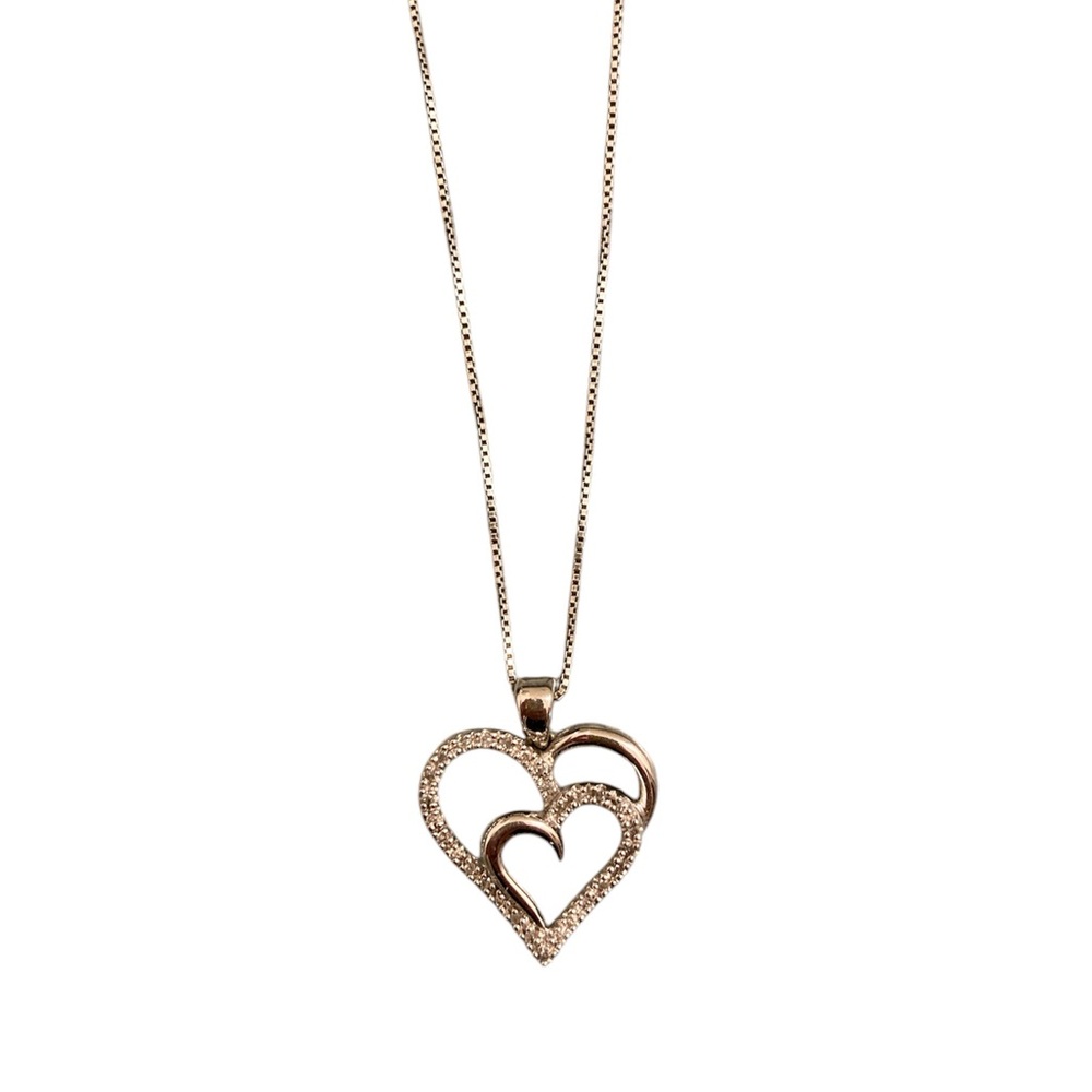Silver Double Heart Pendant Necklace